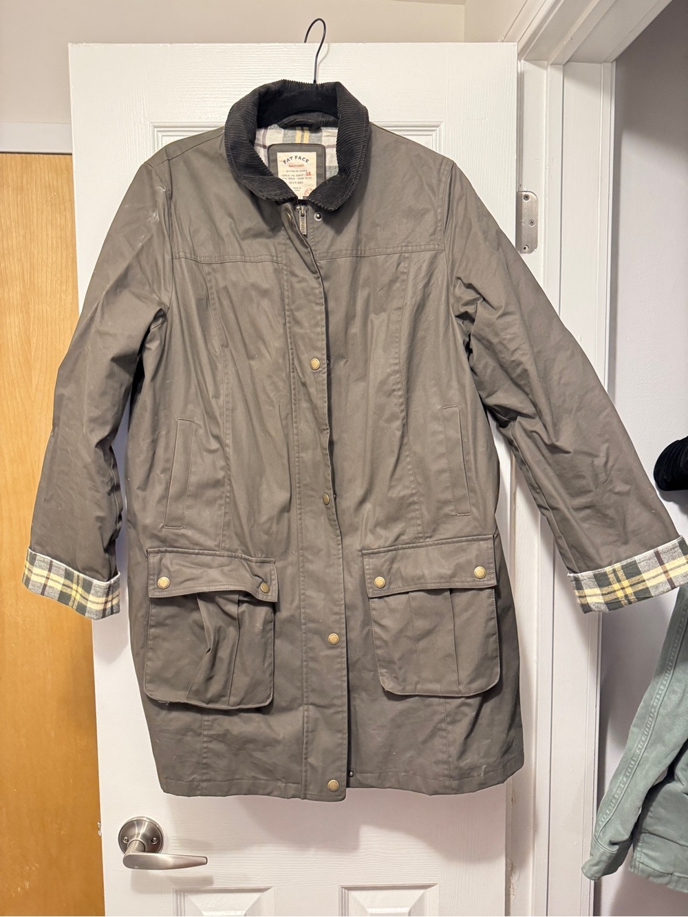 Fat Face Olive Utility Jacket with Cord Collar